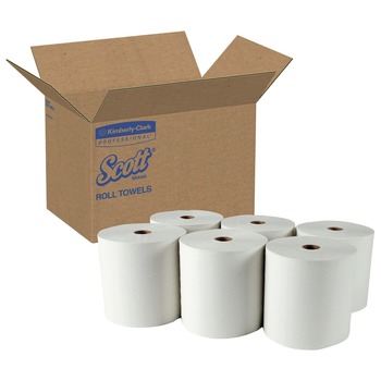 Scott 01005 8 in. x 1000 ft. 1.5 in. Core 1-Ply Essential High Capacity Hard Roll Towels - White (6 Rolls/Carton)