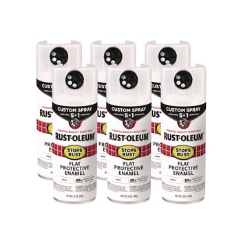 Rust-Oleum 376856 Stops Rust 5-in-1 Spray Paint, Flat White, 12 oz Aerosol Can, 6/Carton
