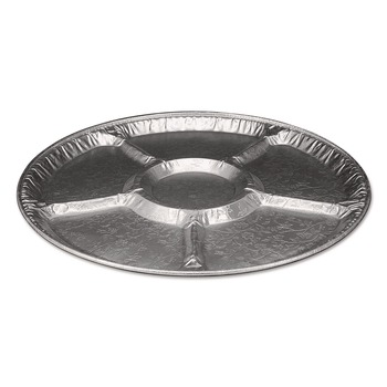 FOOD TRAYS AND LINERS | Handi-Foil HFA 4018100 18 in. x 0.94 in. 6-Compartment Aluminum Lazy Susan (25/Carton)