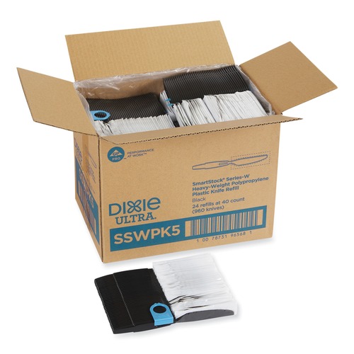 Disposable Knives | Dixie SSWPK5 SmartStock Wrapped Heavyweight Cutlery Knives Refill - Black (960/Carton) image number 0