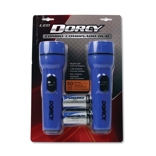 Janitorial Flashlights | DORCY 412594 LED Flashlight Pack with 1 D Battery - Blue (2/Pack) image number 0