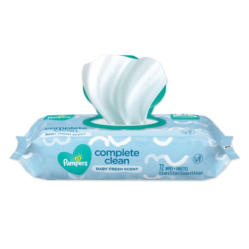 Hand Sanitizing Wipes | Pampers 75536 1-Ply Baby Fresh 7 in. x 6.8 in. Complete Clean Baby Wipes - White (8/Carton) image number 0