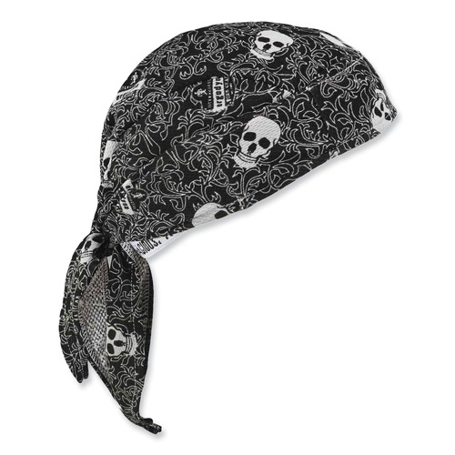 Head & Face Protection | Ergodyne 12519 Chill-Its 6615 One Size Fits Most High-Performance Bandana Doo Rag with Terry Cloth Sweatband - Skulls image number 0