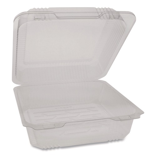 Food Containers & Lids | Pactiv Corp. 0CAH09700000 8.75 in. x 8.25 in. x 3.63 in. SmartLock PET Hinged Lid Plastic Bakery Container - Clear (200/Carton) image number 0