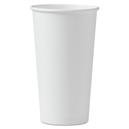 Cups | SOLO 420W-2050 20 oz. Single-Sided Poly Paper Hot Cups - White (15 Packs/Carton) image number 0