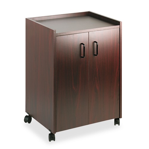 Refreshment Stations | Safco 8953MH 23 in. x 18 in. x 31 in. 3 Shelves Engineered Wood Mobile Refreshment Center - Mahogany image number 0
