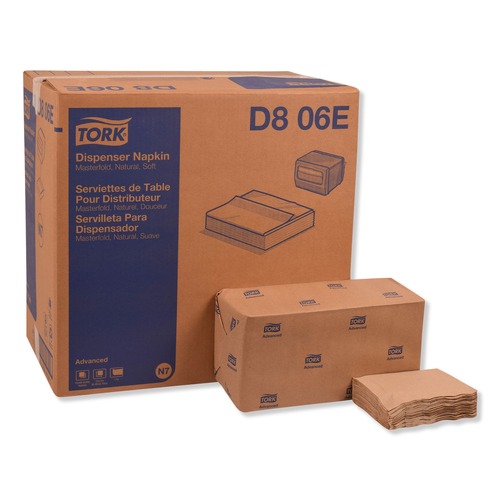 Dispenser Napkins | Tork D806E Advanced 1-Ply 12 in. x 17 in. Masterfold Dispenser Napkins - Natural (12/Carton) image number 0