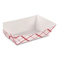 Food Trays & Liners | SCT SCH 0425 7.2 in. x 4.95 in. x 1.94 in. 3 lbs. Capacity Paper Food Baskets - Red/White (500/Carton) image number 1