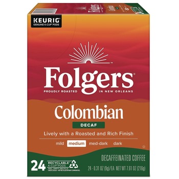 DECAFFEINATED | Folgers 5000363988 100% Colombian Decaf Coffee K-Cups (24/Box)