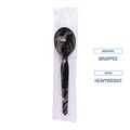 Disposable Spoons | Boardwalk BWKSSHWPSBIW Heavyweight Wrapped Polystyrene Soup Spoons - Black (1000/Carton) image number 6