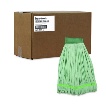 Boardwalk BWKMWTLGCT Microfiber Looped-End Wet Mop Head - Large, Green (12/Carton)