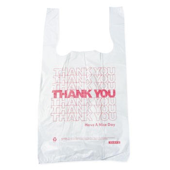 Barnes Paper Company 6415THYOU 4 in. x 15 in. 2 mil Plastic Thank-You T-Sack - White (2000/Carton)