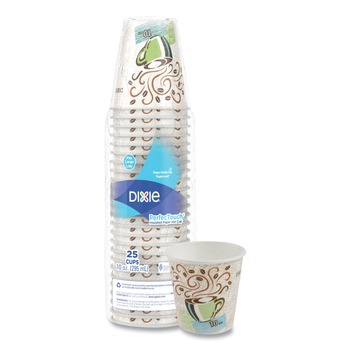Dixie 5310DX PerfecTouch 10 oz.Paper Hot Cups - Coffee Haze Design (25/Pack)