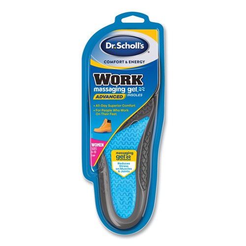 Footwear | Dr. Scholl's 87106012 Comfort And Energy Work Massaging Gel Insoles - Women Sizes 6 to 11, Black/Blue (1-Pair) image number 0