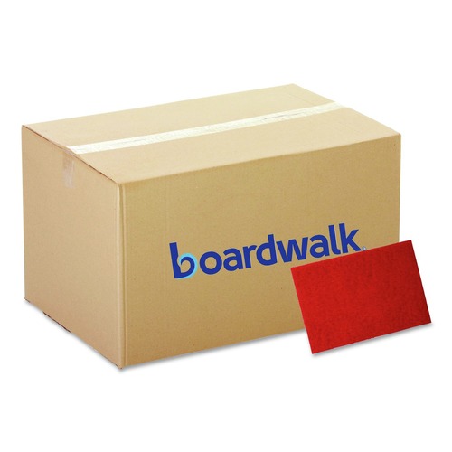 Floor Pads-Cleaning, Buffing & Polishing | Boardwalk 7100115839 28 in. x 14 in. Buffing Floor Pads - Red (10/Carton) image number 0