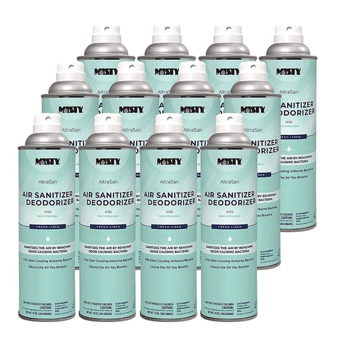 Air Fresheners & Odor Eliminators | Misty 1037236 10 oz Aerosol Spray Handheld Air Sanitizer/Deodorizer - Fresh Linen (12/Carton) image number 0
