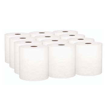 Kleenex 01080 8 in. x 425 ft. 1.5 in. Core 1-Ply Hard Roll Paper Towels - White (12 Rolls/Carton)