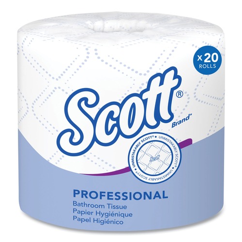 Perforated Roll & Hand Towels | Scott 13607 Essential 2-Ply Septic Safe Convenience Carton Standard Roll Bathroom Tissue for Business - White (550/Roll, 20 Rolls/Carton) image number 0