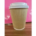 Cups | Karat C-KRC508 8 oz Ripple Hot Cups - Kraft/White (500/Carton) image number 4