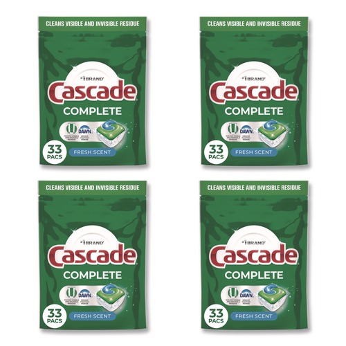 Dishwashing Detergents | Cascade 80857484 17.6 oz Complete ActionPacs - Fresh Scent (4/Carton) image number 0