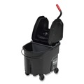 Buckets & Wringers | Rubbermaid Commercial 1863898 35 qt. WaveBrake 2.0 Down-Press Plastic Bucket/Wringer Combos - Black image number 0