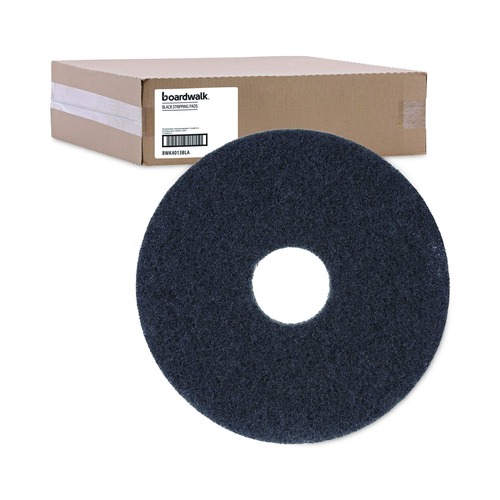 Floor Pads-Stripping | Boardwalk BWK4013BLA 13 in. Diameter Stripping Floor Pads - Black (5/Carton) image number 0