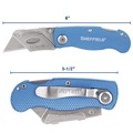 Knives & Multi-Purpose Tools | Great Neck 12113 2 in. Blade 3.5 in. Aluminum Handle 1 Utility Blade Sheffield Folding Lockback Knife - Blue image number 1