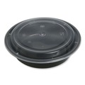 Food Containers & Lids | GEN FCPP-BC-24RND 7.28 in. x 7.28 in. x 1.96 in. 24 oz. Plastic Microwavable Food Container with Lid - Round Black/Clear (150/Carton) image number 1