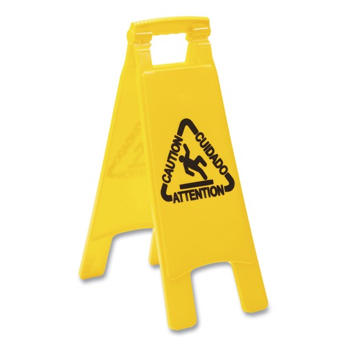 Signs | Boardwalk 3485217 10 in. x 2 in. x 26 in. 2-Sided Site Safety Wet Floor Caution Sign - Yellow image number 0