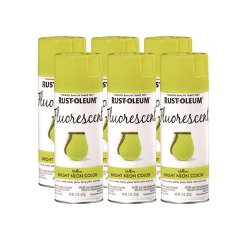 Rust-Oleum 342571 Specialty Fluorescent Spray Paint, Flat Fluorescent Yellow, 11 oz Aerosol Can, 6/Carton