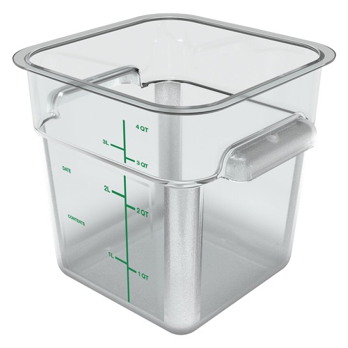 Food Storage Containers & Lids | Carlisle 1195107 7.13 in. x 7.13 in. x 7.29 in. 4 qt Squares Polycarbonate Plastic Food Storage Container - Clear image number 0