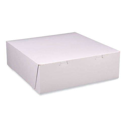 Bakery Boxes & Containers | SCT 1585 12 in. x 12 in. x 4 in. Paper Standard Bakery Boxes - White (100/Carton) image number 0