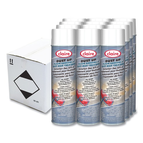 Furniture Cleaners | Claire CL875 14 oz. Aerosol Spray Dust Up Floor Dressing and Dust Mop Treatment - Lemon Scent (12/Carton) image number 0