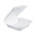 Food Containers & Lids | Dart 90HT1 9.01 in. x 9.4 in. x 3 in. Insulated Foam Hinged Lid Containers - White (2/Carton) image number 1