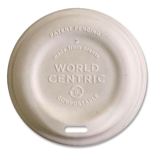 Cup Lids | World Centric CUL-FB-12-LF Paper Fiber Lids for Cups Fits 10 oz. to 20 oz. Hot Cups - Natural (1000/Carton) image number 0