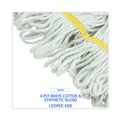 Mop Heads | Boardwalk BWK501WH 5 in. Headband Cotton/Synthetic Super Loop Wet Mop Head - Small, White (12/Carton) image number 5
