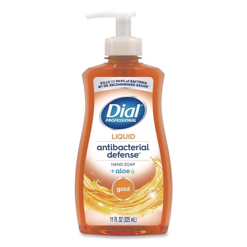 Hand Soaps | Dial Professional 1700035470 11 oz. Pump Bottle Antibacterial Defense Gold Hand Soap Plus Aloe - Original image number 0