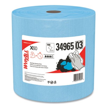 WypAll 34965 12.2 in. x 13.4 in. General Clean Jumbo Roll X60 Cloths - Blue (1100/Roll)