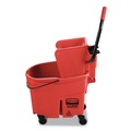 Buckets & Wringers | Rubbermaid Commercial FG758888RED WaveBrake 2.0 35 qt. Side-Press Plastic Bucket/Wringer Combos - Red image number 1