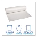 Low-Density Trash Bags | Boardwalk X7658SCKR01 38 in. x 58 in. 1.1 mil 60 gal. Recycled Low-Density Polyethylene Can Liners - Clear (100/Carton) image number 2