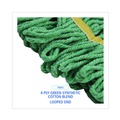 Mop Heads | Boardwalk BWK501GN 5 in. Headband Super Loop Cotton/Synthetic Fiber Wet Mop Head - Small, Green (12/Carton) image number 5