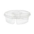 Aluminum Pans & Lids | Pactiv Corp. 1064DP4CLRL 4 Compartment 64 oz. 10 in. Diameter Plastic Dip Cup Platter - Clear image number 3