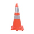 Traffic Safety | Tatco 25900 14 in. x 14 in. x 28 in. Traffic Cone - Orange/Silver image number 1