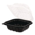 Perforated Roll & Hand Towels | Karat FP-PHC66PP-1C Polypropylene Plastic Hinged Container 6 x 6 x 3 Black/Clear Plastic 50/Pack 6 Packs/Carton image number 1