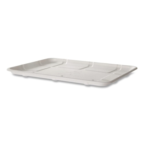 Food Containers & Lids | Eco-Products EP-MP8SNFA 10.52 in. x 8.5 in. x 0.5 in. Sugarcane Fiber Meat and Produce Food Trays - White (300/Carton) image number 0