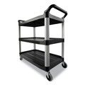 Carts | Rubbermaid Commercial FG342488BLA 18-5/8 in. x 33-5/8 in. x 37-3/4 in. Three-Shelf Economy Plastic Cart - Black image number 1