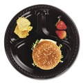Plates | Chinet 81430 10.25 in. Diameter Heavyweight Plastic 3-Compartment Plates - Black (500/Carton) image number 2