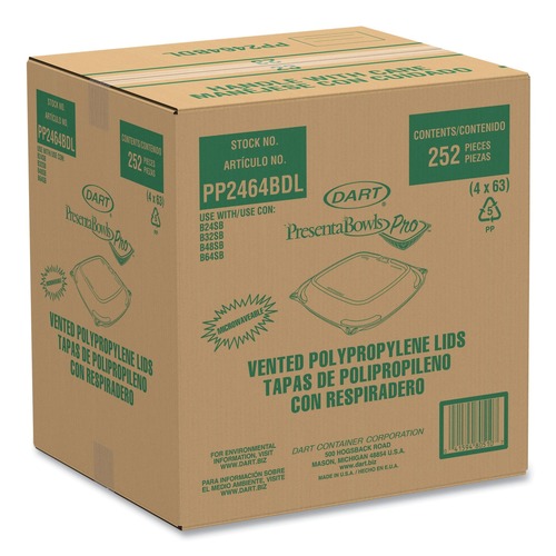 Food Containers & Lids | Dart PP2464BDL PresentaBowls Pro 8.5 x 8.5 x 1 Square Bowl Lids - Clear (252/Carton) image number 0