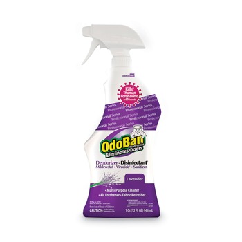 OdoBan 910162-Q12 32 oz. Spray Bottle RTU Odor Eliminator and Disinfectant - Lavender (12/Carton)