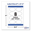 Perforated Roll & Hand Towels | Avery 22820 2 in. x 3.33 in. Labels with Sure Feed and Easy Peel - Oval Glossy White (80/Pack) image number 1